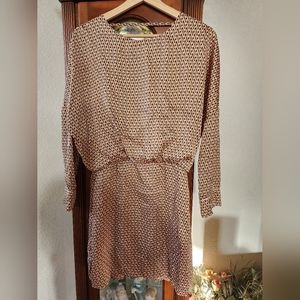 Zara Backless Long Sleeve Pattern Dress Small